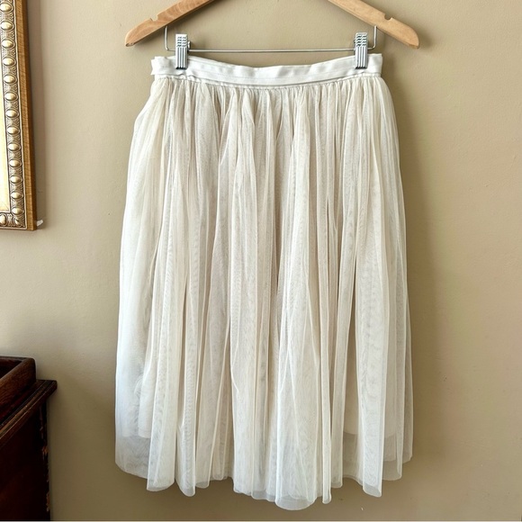 Needle & Thread Layered Tulle Midi Skirt in Ivory Cream Beige Size 6 - Picture 6 of 8